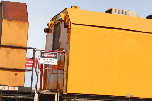 160409 IMG 7118
Parkeston, Aurizon rail grinder MMY type MMY 034, built in the USA by Loram as RG331 ~2004, imported into Australia by Queensland Rail, now Aurizon, in April 2009, detail picture. Peter Donaghy image.
Keywords: Peter-D-Image;MMY-type;MMY034;Loram-USA;RG331;rail-grinder;detail-image;