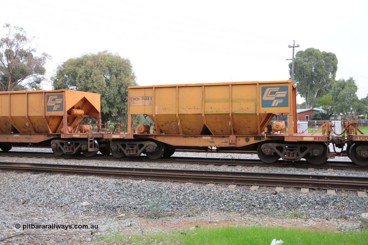 140601 4471
Woodbridge, empty Carina bound iron ore train #1035, CFCLA leased CHCH type waggon CHCH 7688 these waggons were rebuilt between 2010 and 2012 by Bluebird Rail Operations SA from former Goldsworthy Mining hopper waggons originally built by Tomlinson WA and Scotts of Ipswich Qld back in the 60's to early 80's. 1st June 2014.
Keywords: CHCH-type;CHCH7688;Bluebird-Rail-Operations-SA;2010/201-88;