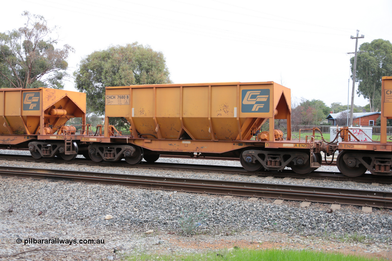 140601 4481
Woodbridge, empty Carina bound iron ore train #1035, CFCLA leased CHCH type waggon CHCH 7680 these waggons were rebuilt between 2010 and 2012 by Bluebird Rail Operations SA from former Goldsworthy Mining hopper waggons originally built by Tomlinson WA and Scotts of Ipswich Qld back in the 60's to early 80's. 1st June 2014.
Keywords: CHCH-type;CHCH7680;Bluebird-Rail-Operations-SA;2010/201-80;