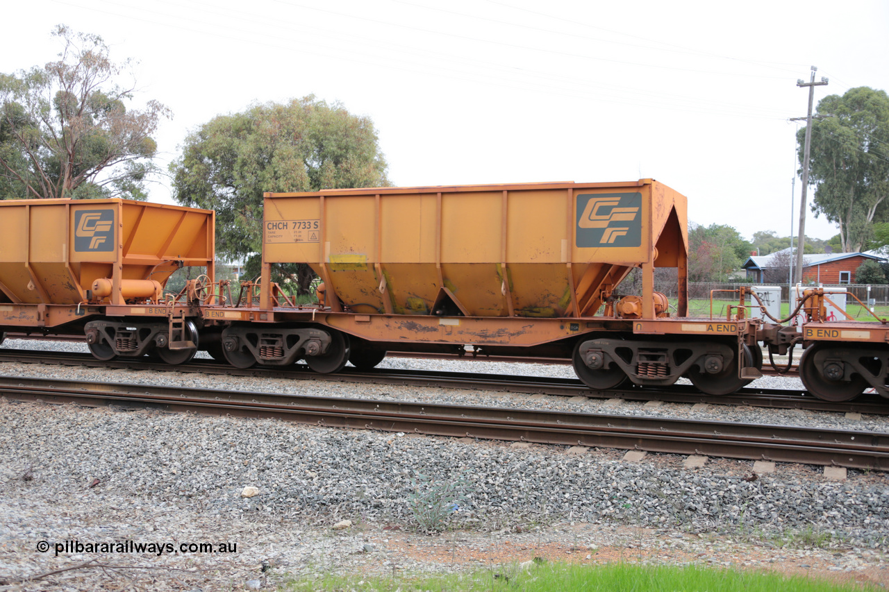 140601 4482
Woodbridge, empty Carina bound iron ore train #1035, CFCLA leased CHCH type waggon CHCH 7733 these waggons were rebuilt between 2010 and 2012 by Bluebird Rail Operations SA from former Goldsworthy Mining hopper waggons originally built by Tomlinson WA and Scotts of Ipswich Qld back in the 60's to early 80's. 1st June 2014.
Keywords: CHCH-type;CHCH7733;Bluebird-Rail-Operations-SA;2010/201-133;