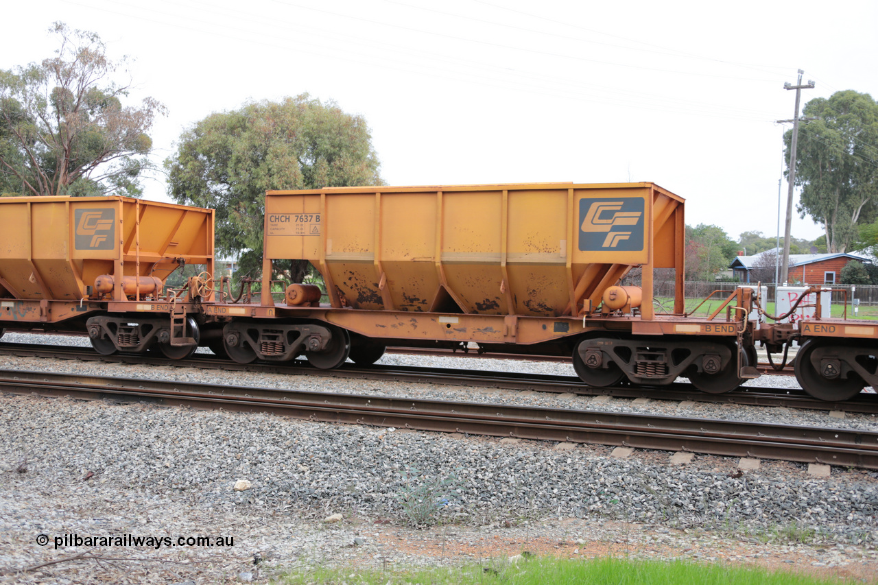 140601 4484
Woodbridge, empty Carina bound iron ore train #1035, CFCLA leased CHCH type waggon CHCH 7637 these waggons were rebuilt between 2010 and 2012 by Bluebird Rail Operations SA from former Goldsworthy Mining hopper waggons originally built by Tomlinson WA and Scotts of Ipswich Qld back in the 60's to early 80's. 1st June 2014.
Keywords: CHCH-type;CHCH7637;Bluebird-Rail-Operations-SA;2010/201-37;