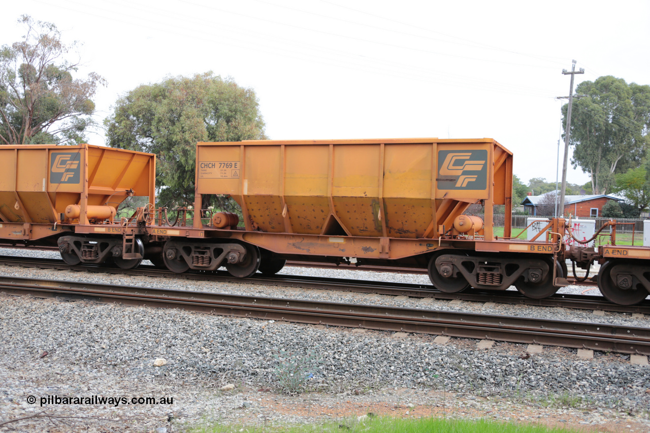 140601 4490
Woodbridge, empty Carina bound iron ore train #1035, CFCLA leased CHCH type waggon CHCH 7769 these waggons were rebuilt between 2010 and 2012 by Bluebird Rail Operations SA from former Goldsworthy Mining hopper waggons originally built by Tomlinson WA and Scotts of Ipswich Qld back in the 60's to early 80's. 1st June 2014.
Keywords: CHCH-type;CHCH7769;Bluebird-Rail-Operations-SA;2010/201-169;