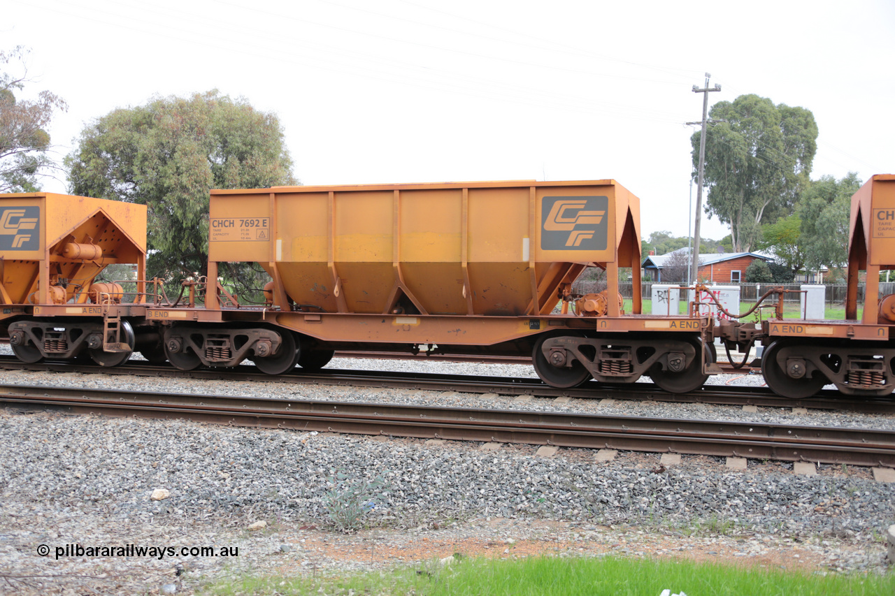 140601 4497
Woodbridge, empty Carina bound iron ore train #1035, CFCLA leased CHCH type waggon CHCH 7692 these waggons were rebuilt between 2010 and 2012 by Bluebird Rail Operations SA from former Goldsworthy Mining hopper waggons originally built by Tomlinson WA and Scotts of Ipswich Qld back in the 60's to early 80's. 1st June 2014.
Keywords: CHCH-type;CHCH7692;Bluebird-Rail-Operations-SA;2010/201-92;