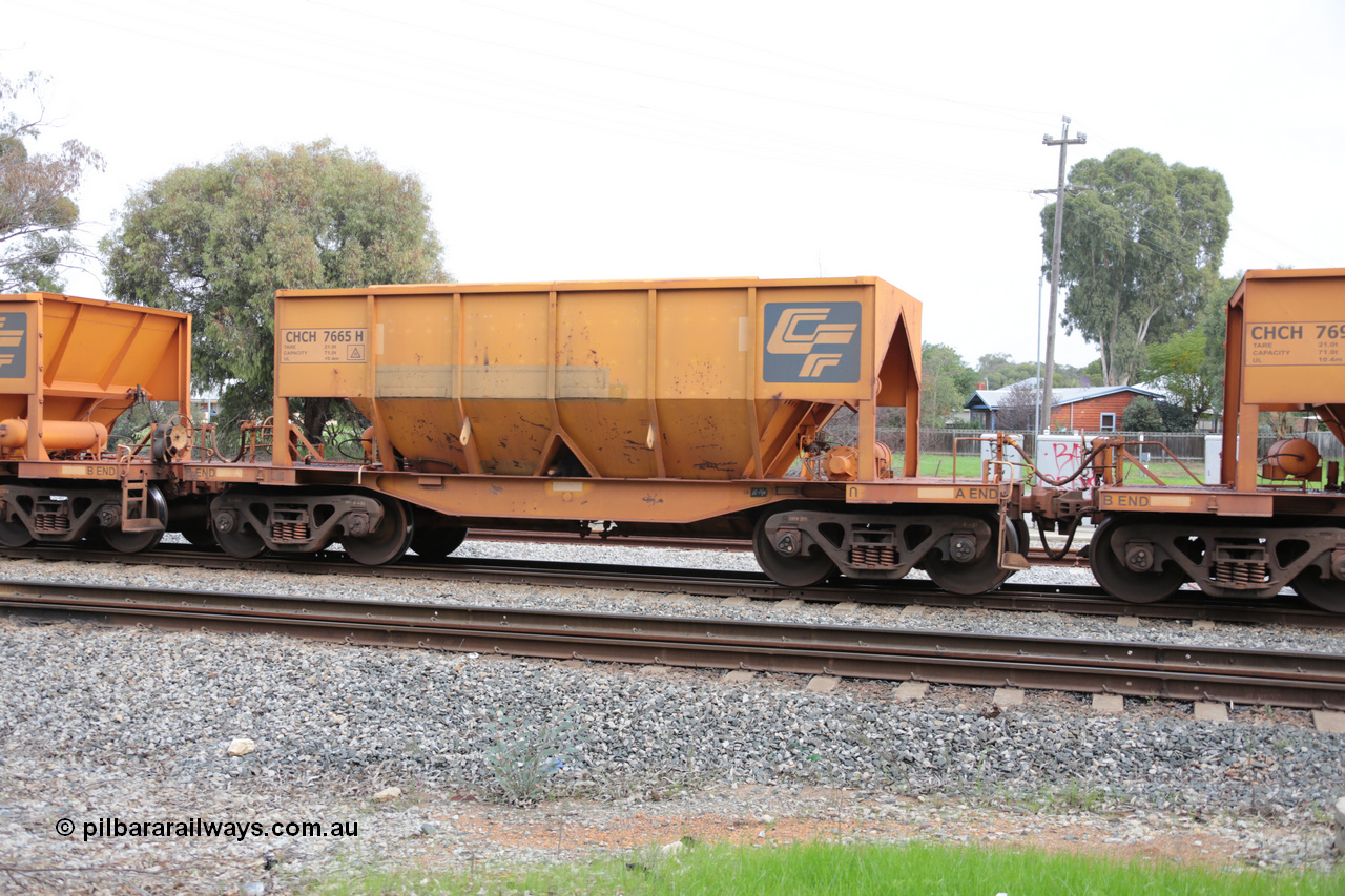 140601 4498
Woodbridge, empty Carina bound iron ore train #1035, CFCLA leased CHCH type waggon CHCH 7665 these waggons were rebuilt between 2010 and 2012 by Bluebird Rail Operations SA from former Goldsworthy Mining hopper waggons originally built by Tomlinson WA and Scotts of Ipswich Qld back in the 60's to early 80's. 1st June 2014.
Keywords: CHCH-type;CHCH7665;Bluebird-Rail-Operations-SA;2010/201-65;