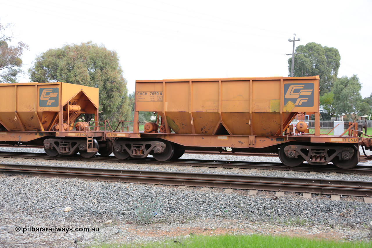 140601 4499
Woodbridge, empty Carina bound iron ore train #1035, CFCLA leased CHCH type waggon CHCH 7650 these waggons were rebuilt between 2010 and 2012 by Bluebird Rail Operations SA from former Goldsworthy Mining hopper waggons originally built by Tomlinson WA and Scotts of Ipswich Qld back in the 60's to early 80's. 1st June 2014.
Keywords: CHCH-type;CHCH7650;Bluebird-Rail-Operations-SA;2010/201-50;