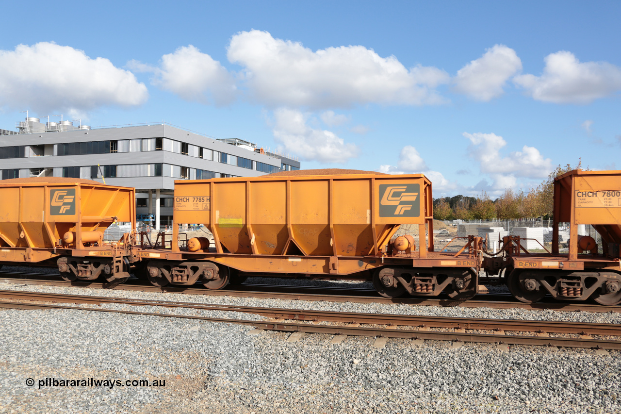 140601 4674
Midland, loaded iron ore train #1030 heading to Kwinana, CFCLA leased CHCH type waggon CHCH 7785 these waggons were rebuilt between 2010 and 2012 by Bluebird Rail Operations SA from former Goldsworthy Mining hopper waggons originally built by Tomlinson WA and Scotts of Ipswich Qld back in the 60's to early 80's. 1st June 2014.
Keywords: CHCH-type;CHCH7785;Bluebird-Rail-Operations-SA;2010/201-185;
