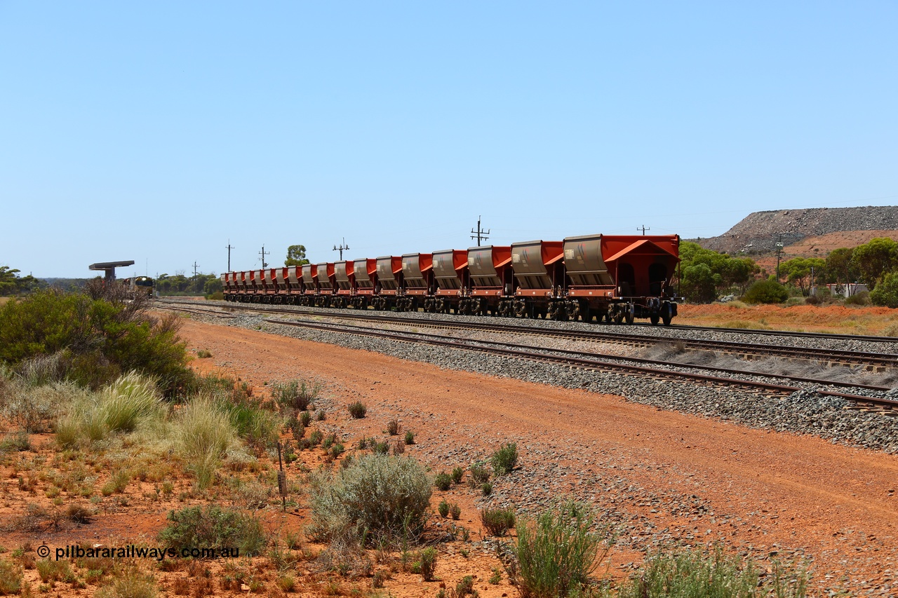 190107 0457
Parkeston, Mineral Resources Ltd MHPY type iron ore waggon MHPY 00013 built by CSR Yangtze Co China in 2014 as a batch of 382 units, these bottom discharge hopper waggons are operated in 'married' pairs.
Keywords: MHPY-type;MHPY00013;2014/382-13;CSR-Yangtze-Rolling-Stock-Co-China;