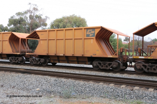 140601 4454
Woodbridge, empty Carina bound iron ore train #1035, CFCLA leased CHEY type waggon CHEY 8054-1 part of a pair of 120 sets built by Bluebird Rail Operations SA in 2011-12. June 1, 2014.
Keywords: CHEY-type;CHEY8054;Bluebird-Rail-Operations-SA;2011/120-54;