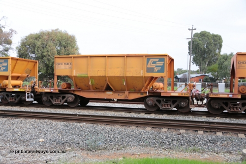 140601 4507
Woodbridge, empty Carina bound iron ore train #1035, CFCLA leased CHCH type waggon CHCH 7681 these waggons were rebuilt between 2010 and 2012 by Bluebird Rail Operations SA from former Goldsworthy Mining hopper waggons originally built by Tomlinson WA and Scotts of Ipswich Qld back in the 60's to early 80's. 1st June 2014.
Keywords: CHCH-type;CHCH7681;Bluebird-Rail-Operations-SA;2010/201-81;