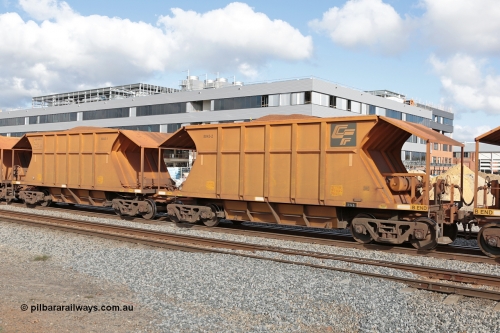 140601 4631
Midland, loaded iron ore train #1030 heading to Kwinana, CFCLA leased CHEY type waggon CHEY 8043 one pair of 120 bar coupled pairs built by Bluebird Rail Operations SA in 2011-12. June 1, 2014.
Keywords: CHEY-type;CHEY8043;Bluebird-Rail-Operations-SA;2011/120-43;
