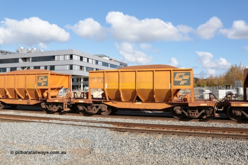140601 4652
Midland, loaded iron ore train #1030 heading to Kwinana, CFCLA leased CHCH type waggon CHCH 7727 these waggons were rebuilt between 2010 and 2012 by Bluebird Rail Operations SA from former Goldsworthy Mining hopper waggons originally built by Tomlinson WA and Scotts of Ipswich Qld back in the 60's to early 80's. 1st June 2014.
Keywords: CHCH-type;CHCH7727;Bluebird-Rail-Operations-SA;2010/201-127;