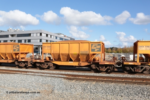 140601 4662
Midland, loaded iron ore train #1030 heading to Kwinana, CFCLA leased CHCH type waggon CHCH 7640 these waggons were rebuilt between 2010 and 2012 by Bluebird Rail Operations SA from former Goldsworthy Mining hopper waggons originally built by Tomlinson WA and Scotts of Ipswich Qld back in the 60's to early 80's. June 1, 2014.
Keywords: CHCH-type;CHCH7640;Bluebird-Rail-Operations-SA;2010/201-40;