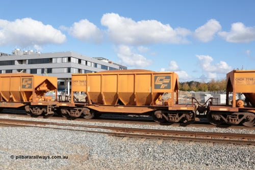 140601 4664
Midland, loaded iron ore train #1030 heading to Kwinana, CFCLA leased CHCH type waggon CHCH 7649 these waggons were rebuilt between 2010 and 2012 by Bluebird Rail Operations SA from former Goldsworthy Mining hopper waggons originally built by Tomlinson WA and Scotts of Ipswich Qld back in the 60's to early 80's. June 1, 2014.
Keywords: CHCH-type;CHCH7649;Bluebird-Rail-Operations-SA;2010/201-49;