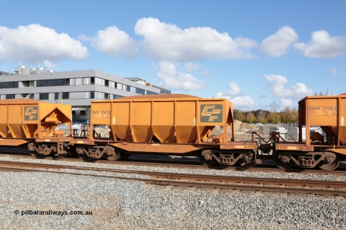 140601 4666
Midland, loaded iron ore train #1030 heading to Kwinana, CFCLA leased CHCH type waggon CHCH 7747 these waggons were rebuilt between 2010 and 2012 by Bluebird Rail Operations SA from former Goldsworthy Mining hopper waggons originally built by Tomlinson WA and Scotts of Ipswich Qld back in the 60's to early 80's. June 1, 2014.
Keywords: CHCH-type;CHCH7747;Bluebird-Rail-Operations-SA;2010/201-147;