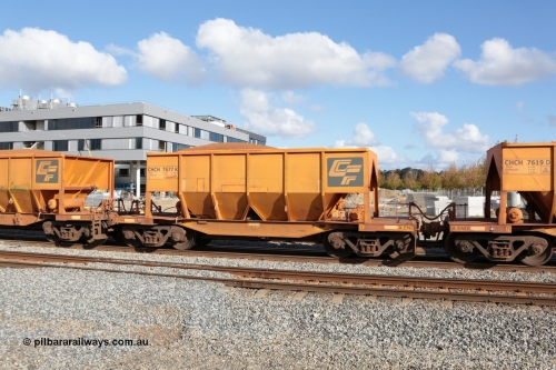 140601 4681
Midland, loaded iron ore train #1030 heading to Kwinana, CFCLA leased CHCH type waggon CHCH 7677 these waggons were rebuilt between 2010 and 2012 by Bluebird Rail Operations SA from former Goldsworthy Mining hopper waggons originally built by Tomlinson WA and Scotts of Ipswich Qld back in the 60's to early 80's. June 1, 2014.
Keywords: CHCH-type;CHCH7677;Bluebird-Rail-Operations-SA;2010/201-77;