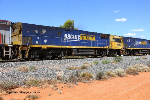 190107 0534
Binduli, Mineral Resources empty iron ore train 2034 with second unit Pacific National NR class loco NR 43 with serial 7250-07 / 97-245 a Goninan Broadmeadow NSW built GE model Cv40-9i model locomotive with 4000 horsepower originally built for the National Rail Corporation.
Keywords: NR-class;NR43;Goninan-NSW;GE;Cv40-9i;7250-07/97-245;