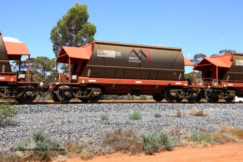 190107 0564
Binduli, on empty Mineral Resources Ltd iron ore train service from Esperance to Koolyanobbing 2034 with MRL's MHPY type iron ore waggon MHPY 00296 built by CSR Yangtze Co China serial 2014/382-296 in 2014 as a batch of 382 units, these bottom discharge hopper waggons are operated in 'married' pairs.
Keywords: MHPY-type;MHPY00296;2014/382-296;CSR-Yangtze-Rolling-Stock-Co-China;