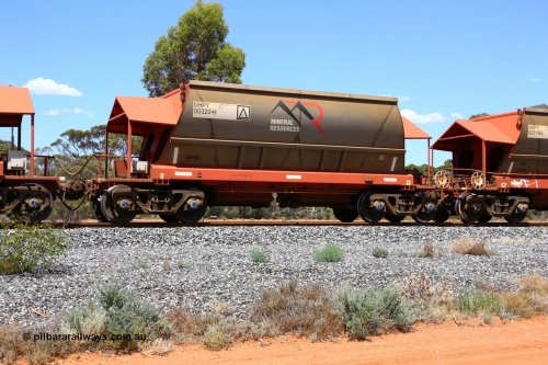 190107 0582
Binduli, on empty Mineral Resources Ltd iron ore train service from Esperance to Koolyanobbing 2034 with MRL's MHPY type iron ore waggon MHPY 00320 built by CSR Yangtze Co China serial 2014/382-320 in 2014 as a batch of 382 units, these bottom discharge hopper waggons are operated in 'married' pairs.
Keywords: MHPY-type;MHPY00320;2014/382-320;CSR-Yangtze-Rolling-Stock-Co-China;
