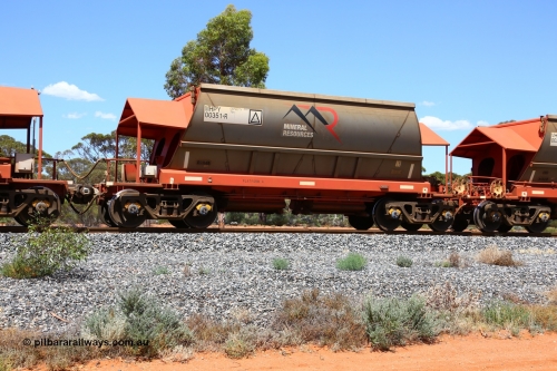190107 0596
Binduli, on empty Mineral Resources Ltd iron ore train service from Esperance to Koolyanobbing 2034 with MRL's MHPY type iron ore waggon MHPY 00351 built by CSR Yangtze Co China serial 2014/382-351 in 2014 as a batch of 382 units, these bottom discharge hopper waggons are operated in 'married' pairs.
Keywords: MHPY-type;MHPY00351;2014/382-351;CSR-Yangtze-Rolling-Stock-Co-China;