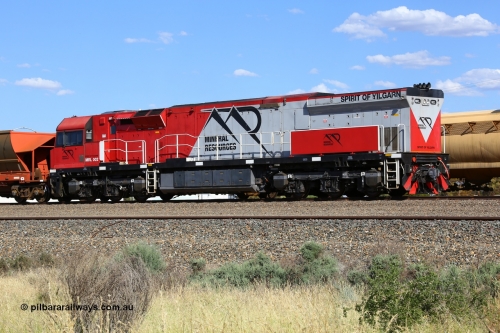 190107 0651
West Kalgoorlie, Mineral Resources MRL class loco MRL 002 'Spirit of Yilgarn' with serial R-0113-03/14-505 a UGL Rail Broadmeadow NSW built GE model C44ACi model locomotive sits on a rake of fuel waggons awaiting its' transfer run to Esperance on the overnight fuel train.
Keywords: MRL-class;MRL002;UGL-Rail-NSW;GE;C44ACi;R-0113-03/14-505;