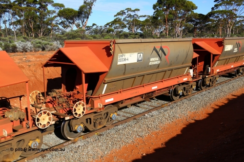 190109 1642
Binduli, Mineral Resources Ltd empty iron ore train 4030 with MRL's MHPY type iron ore waggon MHPY 00336 built by CSR Yangtze Co China serial 2014/382-336 in 2014 as a batch of 382 units, these bottom discharge hopper waggons are operated in 'married' pairs.
Keywords: MHPY-type;MHPY00336;2014/382-336;CSR-Yangtze-Rolling-Stock-Co-China;