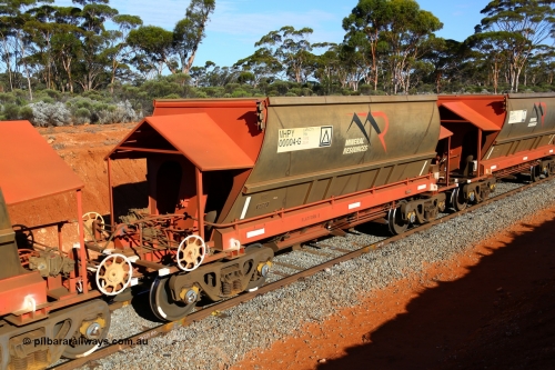 190109 1652
Binduli, Mineral Resources Ltd empty iron ore train 4030 with MRL's MHPY type iron ore waggon MHPY 00004 built by CSR Yangtze Co China serial 2014/382-4 in 2014 as a batch of 382 units, these bottom discharge hopper waggons are operated in 'married' pairs.
Keywords: MHPY-type;MHPY00004;2014/382-4;CSR-Yangtze-Rolling-Stock-Co-China;