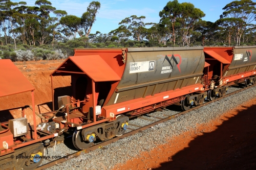 190109 1655
Binduli, Mineral Resources Ltd empty iron ore train 4030 with MRL's MHPY type iron ore waggon MHPY 00089 built by CSR Yangtze Co China serial 2014/382-89 in 2014 as a batch of 382 units, these bottom discharge hopper waggons are operated in 'married' pairs.
Keywords: MHPY-type;MHPY00090;2014/382-90;CSR-Yangtze-Rolling-Stock-Co-China;