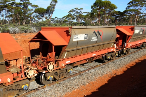 190109 1656
Binduli, Mineral Resources Ltd empty iron ore train 4030 with MRL's MHPY type iron ore waggon MHPY 00090 built by CSR Yangtze Co China serial 2014/382-90 in 2014 as a batch of 382 units, these bottom discharge hopper waggons are operated in 'married' pairs.
Keywords: MHPY-type;MHPY00089;2014/382-89;CSR-Yangtze-Rolling-Stock-Co-China;