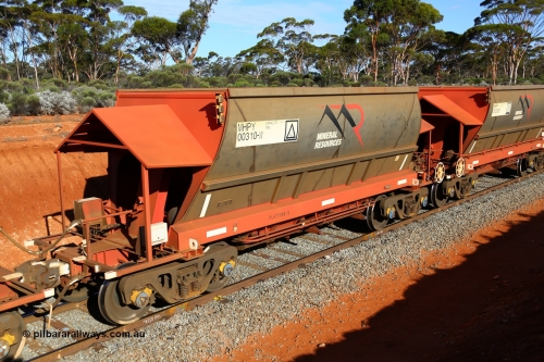 190109 1663
Binduli, Mineral Resources Ltd empty iron ore train 4030 with MRL's MHPY type iron ore waggon MHPY 00310 built by CSR Yangtze Co China serial 2014/382-310 in 2014 as a batch of 382 units, these bottom discharge hopper waggons are operated in 'married' pairs.
Keywords: MHPY-type;MHPY00310;2014/382-310;CSR-Yangtze-Rolling-Stock-Co-China;