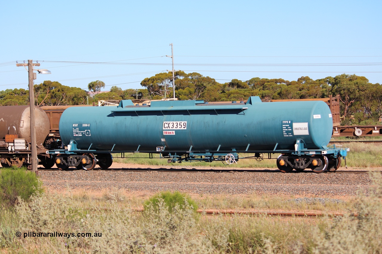 140208 IMG 1510
West Kalgoorlie, NTAY type fuel tank waggon NTAY 3359 with 65,000 litre capacity for Caltex. Refurbished by Gemco WA in Nov 2013 from a Caltex NTAF type tank waggon NTAF 359 originally built by Comeng NSW in 1975 as a CTX type CTX 359. Peter Donaghy image.
Keywords: Peter-D-Image;NTAY-type;NTAY3359;Comeng-NSW;CTX-type;CTX359;NTAF-type;