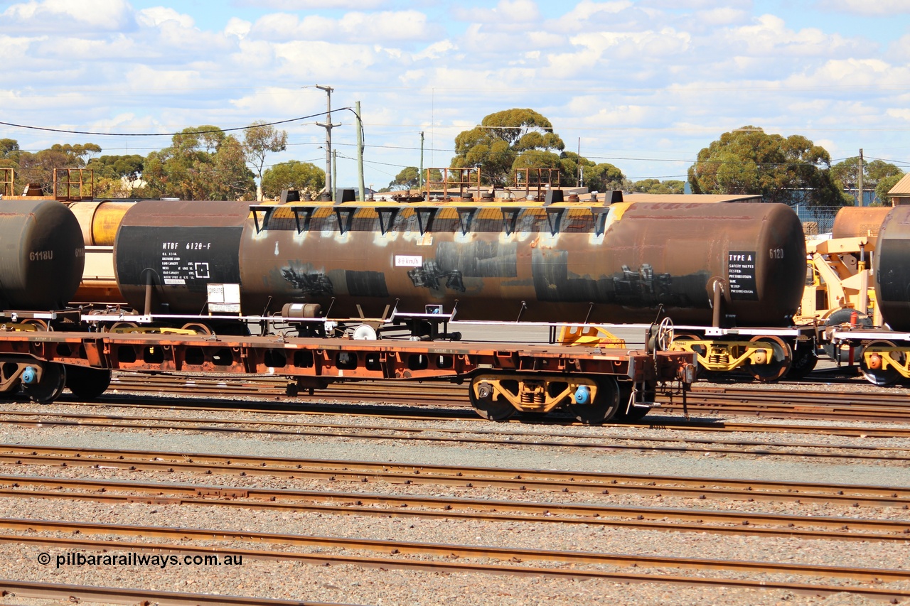 140406 IMG 1927
West Kalgoorlie, NTBF type fuel tank waggon NTBF 6120, built by Comeng NSW in 1975 as an SCA type bitumen tank waggon for Shell Bitumen NSW as SCA 271. Peter Donaghy image.
Keywords: Peter-D-Image;NTBF-type;NTBF6120;Comeng-NSW;SCA-type;SCA271;
