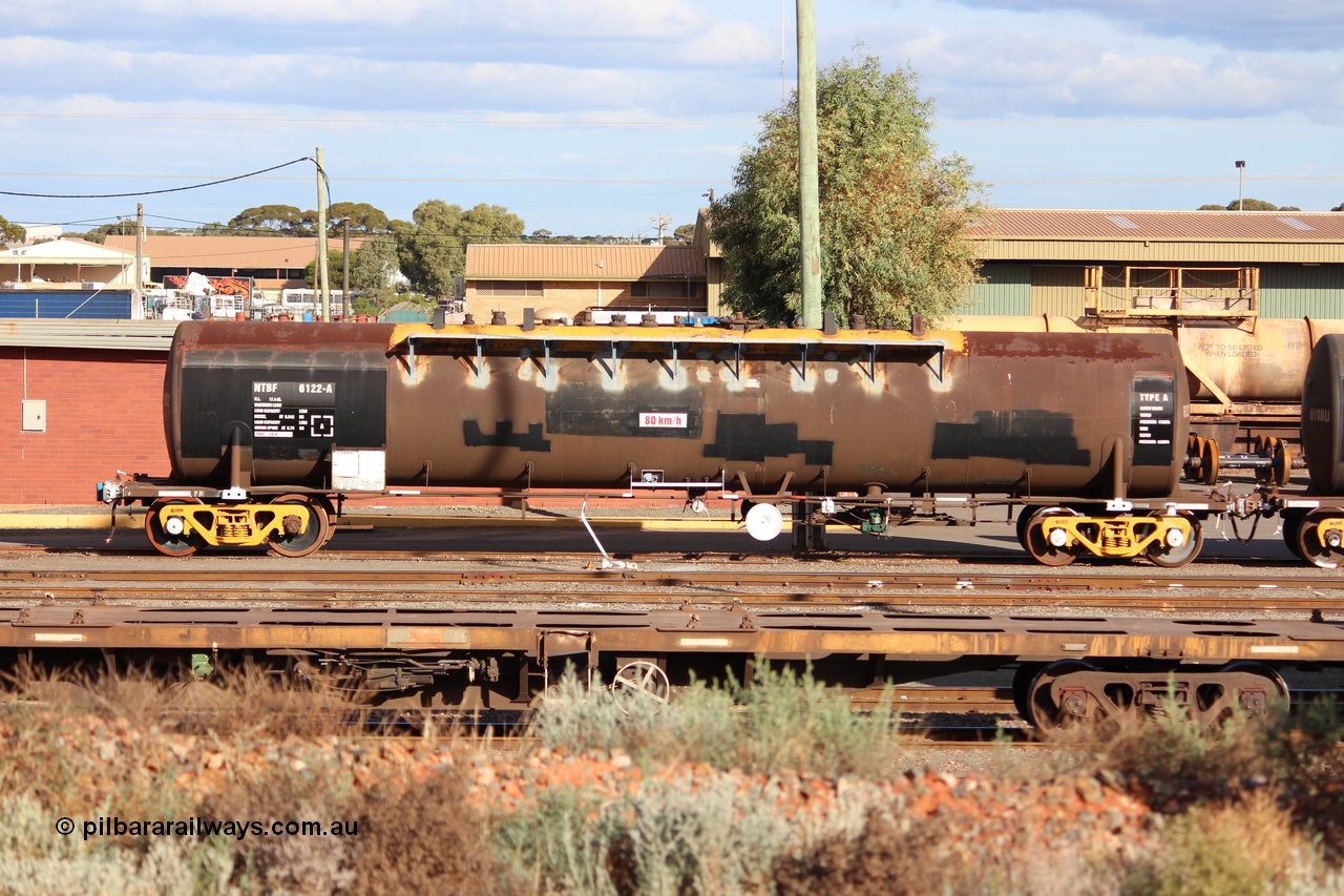 140409 IMG 1957
West Kalgoorlie, NTBF 6122 fuel tank waggon, built by Comeng NSW 1975 as a bitumen tanker type SCA for Shell Bitumen NSW as SCA 273. Peter Donaghy image.
Keywords: Peter-D-Image;NTBF-type;NTBF6122;Comeng-NSW;SCA-type;SCA273;