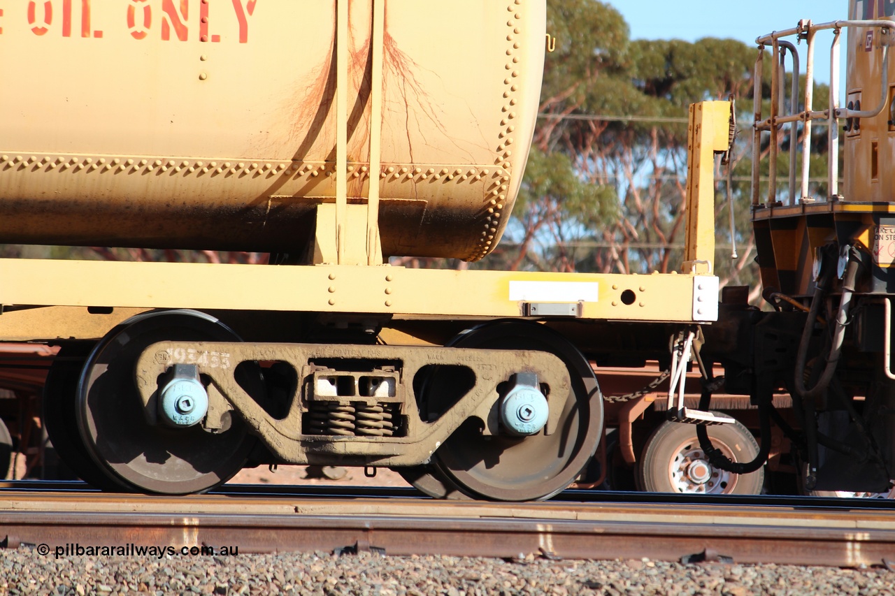 150326 IMG 4334
West Kalgoorlie, AZAY type waste oil waggon AZAY 23439, detail image, this waggon usually operates between Merredin Loco and Forrestfield, not normally seen here in the Goldfields. Peter Donaghy image.
Keywords: Peter-D-Image;AZAY-type;AZAY23439;