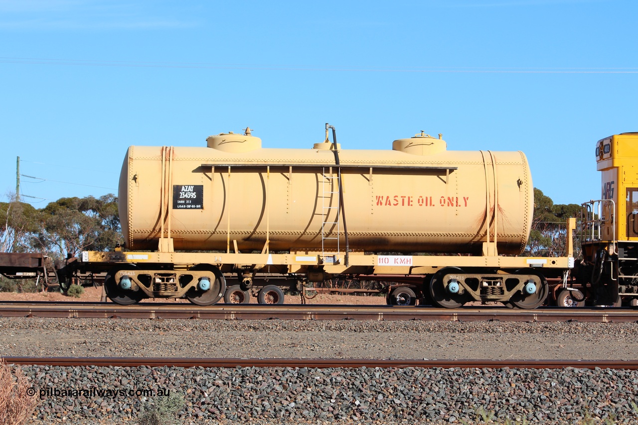 150326 IMG 4339
West Kalgoorlie, AZAY type waste oil waggon AZAY 23439 usually operates between Merredin Loco and Forrestfield, not normally seen here in the Goldfields. Peter Donaghy image.
Keywords: Peter-D-Image;AZAY-type;AZAY23439;