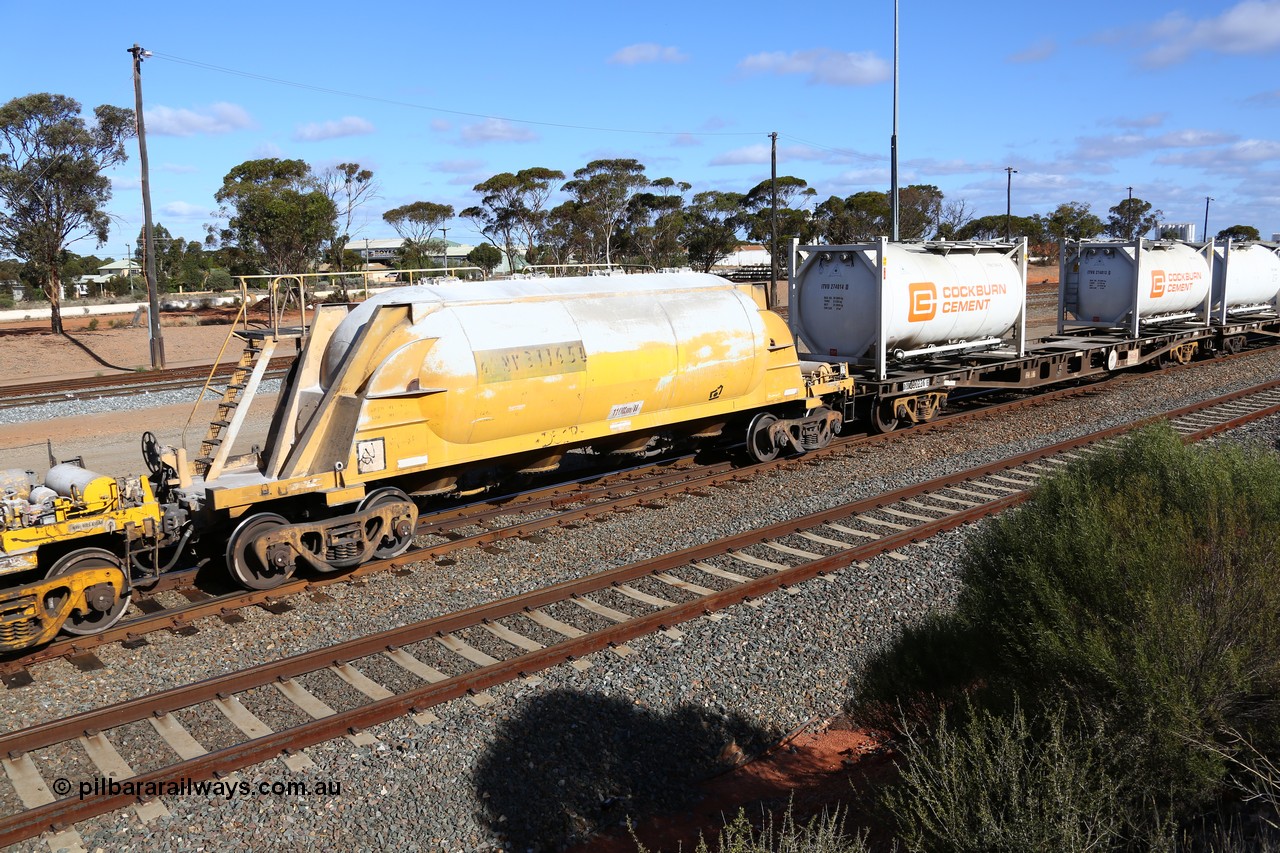 160522 2459
West Kalgoorlie, APNY 31165 one of four built by Westrail Midland Workshops in 1978 as WNA type pneumatic discharge nickel concentrate waggon, WAGR built and owned copies of the AE Goodwin built WN waggons for WMC.
Keywords: APNY-type;APNY31165;Westrail-Midland-WS;WNA-type;