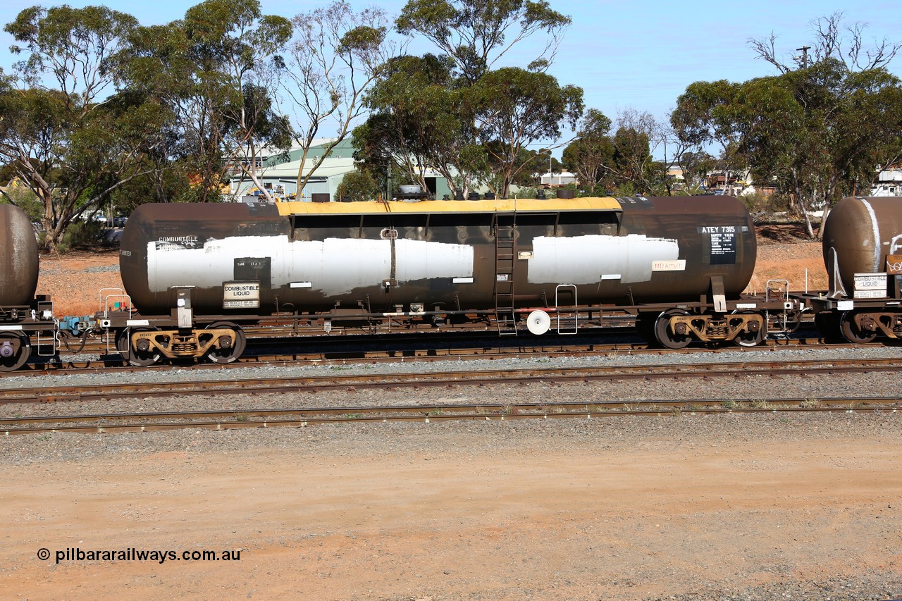160531 9873
West Kalgoorlie, diesel fuel tank waggon ATEY 7315, BP Oil service, ex Ampol, other codes include ex NSW NTAF, WTEF and WTEY.
Keywords: ATEY-type;ATEY7315;NTAF-type;WTEF-type;WTEY-type;