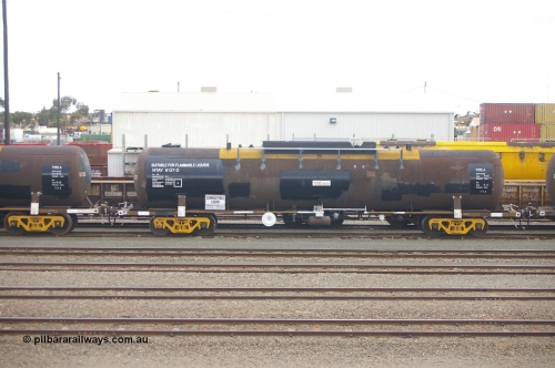 121210 IMG P11782
West Kalgoorlie, NTAY 6127 fuel tank waggon, built by Industrial Engineering Qld in 1976 as an SCA type SCA 278 for Shell. Recoded to NTAF 278, then 6127, capacity of 61,300 litres. Peter Donaghy image.
Keywords: Peter-D-Image;NTAY-type;NTAY6127;Indeng-Qld;SCA-type;SCA278;NTAF-type;