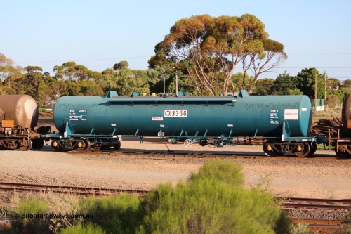 140205 IMG 1461
West Kalgoorlie, NTAY type fuel tank waggon NTAY 3356 with 64,200 litre capacity for Caltex. Refurbished by Gemco WA in Nov 2013 from a Caltex NTAF type tank waggon NTAF 356 originally built by Comeng NSW in 1974 as a CTX type CTX 356. Peter Donaghy image.
Keywords: Peter-D-Image;NTAY-type;NTAY3356;Comeng-NSW;CTX-type;CTX356;NTAF-type;