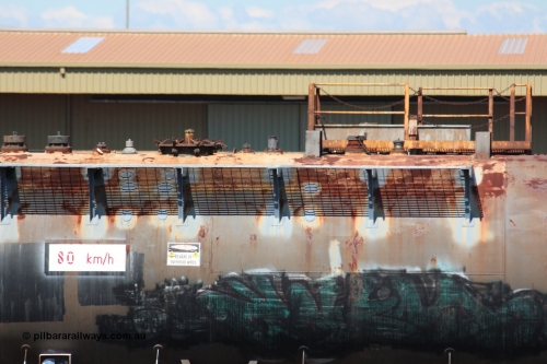 140406 IMG 1937
West Kalgoorlie, NTBF 6119 fuel tank waggon detail image, originally built by Comeng NSW in 1975 as SCA type SCA 270 a 69,000 litre bitumen tank waggon for Shell NSW, diesel capacity of 62700 litres. Peter Donaghy image.
Keywords: Peter-D-Image;NTBF-type;NTBF6119;Comeng-NSW;SCA-type;SCA270;