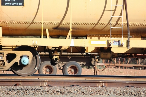 150326 IMG 4332
West Kalgoorlie, AZAY type waste oil waggon AZAY 23439, detail image, this waggon usually operates between Merredin Loco and Forrestfield, not normally seen here in the Goldfields. Peter Donaghy image.
Keywords: Peter-D-Image;AZAY-type;AZAY23439;