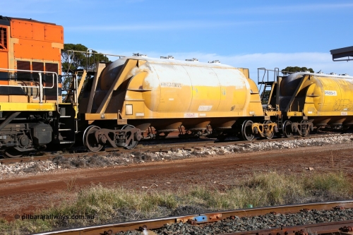 160523 2785
Parkeston, APNY 31152, one of twelve built by WAGR Midland Workshops in 1974 as WNA type pneumatic discharge nickel concentrate waggon, WAGR built and owned copies of the AE Goodwin built WN waggons for WMC.
Keywords: APNY-type;APNY31152;WAGR-Midland-WS;WNA-type;