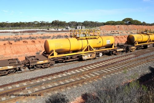 160523 3332
West Kalgoorlie, AQHY 30060 with CSA 0084, originally built by the WAGR Midland Workshops in 1964/66 as a WF type flat waggon, then in 1997, following several recodes and modifications, was one of seventy five waggons converted to the WQH to carry CSA sulphuric acid tanks between Hampton/Kalgoorlie and Perth. CSA 0084 is one of twelve units built by Acid Plant Management Services, WA in 2015.
Keywords: AQHY-type;AQHY30060;WAGR-Midland-WS;WF-type;WFL-type;WFDY-type;WFDF-type;RFDF-type;WQH-type;