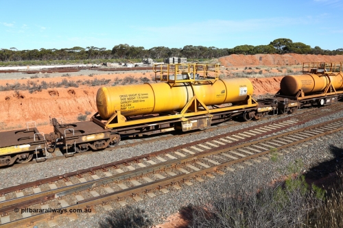 160523 3334
West Kalgoorlie, AQHY 30038 with CSA 0102, originally built by the WAGR Midland Workshops in 1964/66 as a WF type flat waggon, then in 1997, following several recodes and modifications, was one of seventy five waggons converted to the WQH to carry CSA sulphuric acid tanks between Hampton/Kalgoorlie and Perth. CSA 0102 was built by VCare Engineering, India for Access Petrotec & Mining Solutions in 2015.
Keywords: AQHY-type;AQHY30038;WAGR-Midland-WS;WF-type;WFP-type;WFDY-type;WFDF-type;RFDF-type;WQH-type;