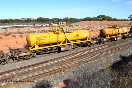 160523 3341
West Kalgoorlie, AQHY 30110 with CSA 0118, originally built by the WAGR Midland Workshops in 1964/66 as a WF type flat waggon, then in 1997, following several recodes and modifications, was one of seventy five waggons converted to the WQH to carry CSA sulphuric acid tanks between Hampton/Kalgoorlie and Perth. CSA 0118 was built by VCare Engineering, India for Access Petrotec & Mining Solutions in 2015.
Keywords: AQHY-type;AQHY30110;WAGR-Midland-WS;WF-type;WFW-type;WFDY-type;WFDF-type;RFDF-type;WQH-type;