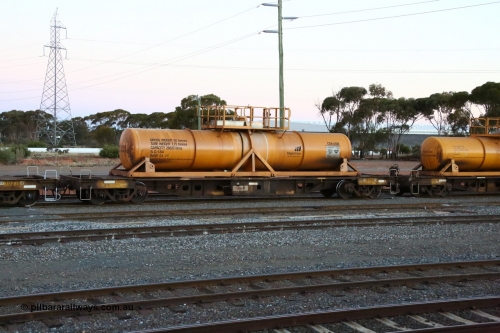160523 3606
West Kalgoorlie, AQHY 30102 with sulphuric acid tank CSA 0124, originally built by WAGR Midland Workshops in 1964/66 as a WF type flat waggon, then in 1997, following several recodes and modifications, was one of seventy five waggons converted to the WQH type to carry CSA sulphuric acid tanks between Hampton/Kalgoorlie and Perth/Kwinana, part of loaded acid train 2406 arriving back in the yard. CSA 0124 was built by VCare Engineering, India for Access Petrotec & Mining Solutions in 2015.
Keywords: AQHY-type;AQHY30102;WAGR-Midland-WS;WF-type;WFDY-type;WFDF-type;RFDF-type;WQH-type;