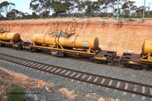 160525 4811
West Kalgoorlie, AQHY 30057 with sulphuric acid tank CSA 0089, originally built by WAGR Midland Workshops in 1964/66 as a WF type flat waggon, then in 1997, following several recodes and modifications, was one of seventy five waggons converted to the WQH type to carry CSA sulphuric acid tanks between Hampton/Kalgoorlie and Perth/Kwinana, part of empty acid train 4405 departing in the yard. CSA 0089 was built by VCare Engineering, India for Access Petrotec & Mining Solutions in 2015.
Keywords: AQHY-type;AQHY30057;WAGR-Midland-WS;WF-type;WFDY-type;WFDF-type;RFDF-type;WQH-type;