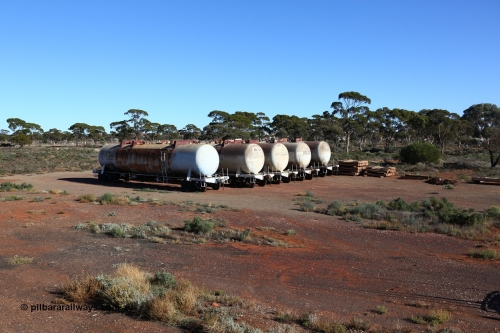 160528 8369
Parkeston, near the quarantine station, stored former Mobil Oil NSW NTAF waggons, from left: NTAF 5454, 5451, 5450, 5453 and 5449. I think these are Indeng Qld built NTAF waggons from a batch of seven such tanks built for Mobil of NSW in 1981 and numbered NTAF 449 to 455.
Keywords: NTAF-type;NTAF5454;NTAF5451;NTAF5450;NTAF5453;NTAF5449;Indeng-Qld;NTAF454;NTAF450;NTAF453;NTAF449;
