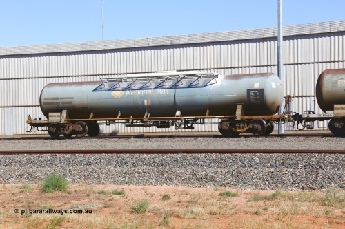190109 1454
West Kalgoorlie, RHTY type tank waggon RHTY 653, one of fourteen such waggons built by Industrial Engineering Qld in 1976 for Victorian Railways as TWX type crude benzene tank 56,000 litres. Recoded to VTHX in 1979. After a period of storage ended up in National Rail ownership for Alice Springs traffic, now Pacific National ownership.
Keywords: RHTY-type;RHTY653;Indeng-Qld;TWX-type;VTHX-type;