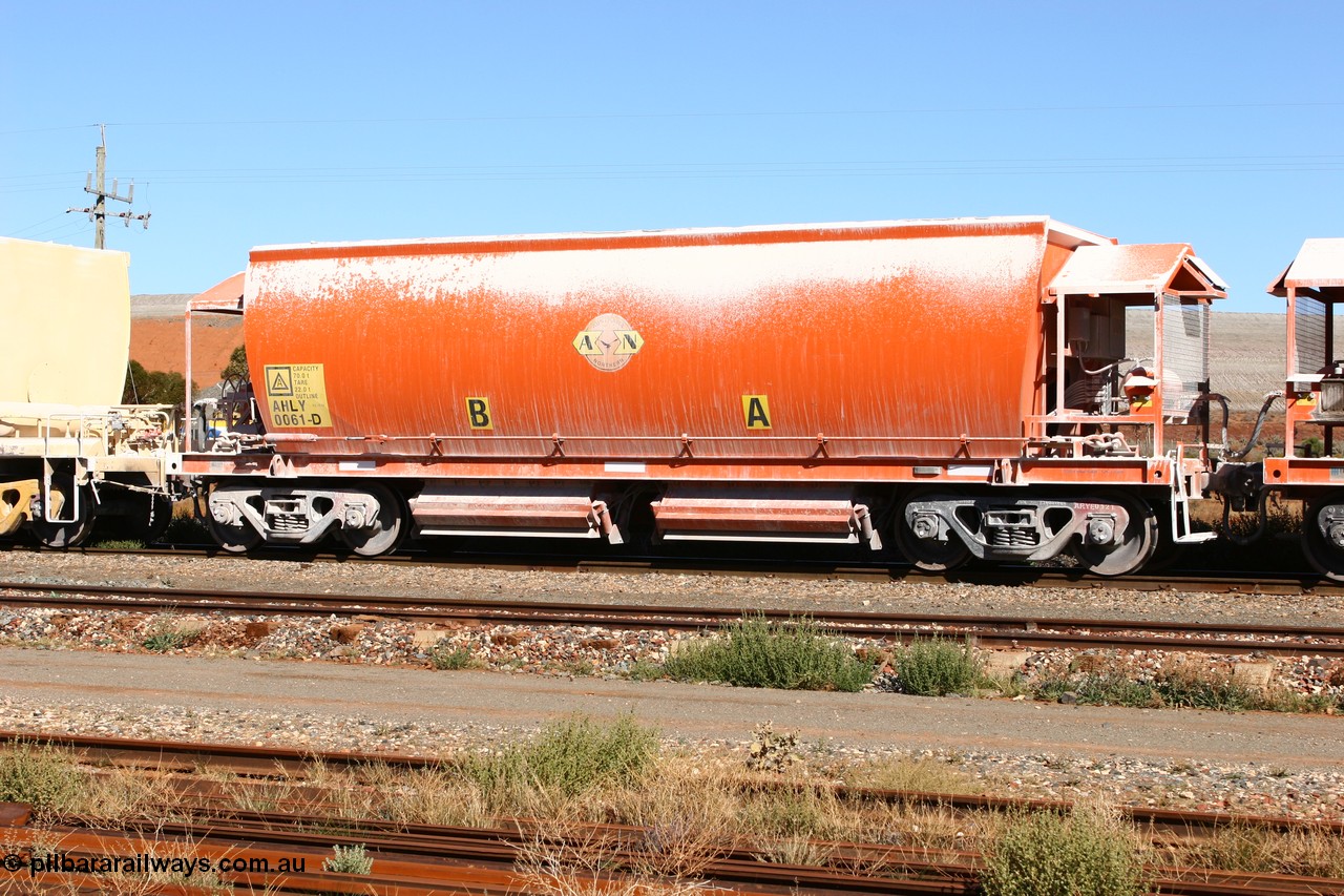 060530 4926
Parkeston, AHLY 0061 one of sixty five AHBY class ballast hoppers built by EDI Rail at their Port Augusta Workshops for ARG in 2001-02 for the Darwin line construction, now in limestone quarry products service.
Keywords: AHLY-type;AHLY0061;EDI-Rail-Port-Augusta-WS;AHBY-type;