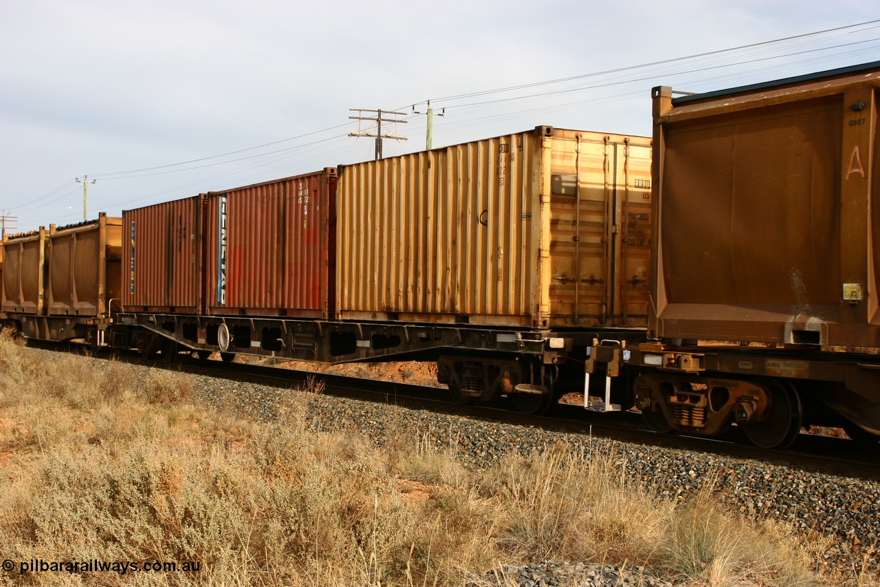 060531 4990
West Kalgoorlie, AQCY loaded with three 20' 2210 standard type containers on the Murrin Murrin or Malcolm freighter service.
Keywords: AQCY-type;WAGR-Midland-WS;WFX-type;